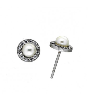 Pendientes de Bebe con Perlas Naturales de 4 mm. Diametro 7 mm.