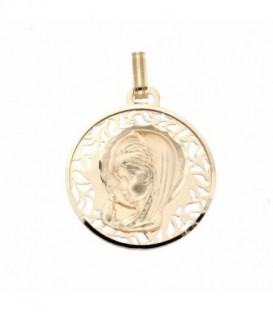 Medalla Comunion Virgen Niña. Medalla de 18 mm. Oro de Ley 18 kts