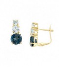 Pendientes Topacio Azul Natural Oro de Ley 18 kts Ref : PE-26-8282-LB-P