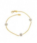 Pulsera Comunion Flor Bicolor Oro de Ley Macizo 18 kts Ref : PU-90-6911-PU
