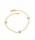 Pulsera Comunion Flor Bicolor Oro de Ley Macizo 18 kts Ref : PU-90-6911-PU