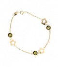 Pulsera Comunion Flor Piedras Oro de Ley 18 kts Ref : PU-82-60895-2