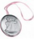 Medallon de Bebe Plata de Ley Bilaminada Angelito Rosa Ref : F6083