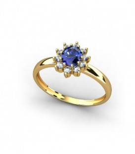 Sortija Diamantes 0,15Cts Zafiro Azul Natural Oro de Ley 18kts