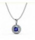Colgante Diamante 0,10Cts y Zafiro Azul Natural Oro de Ley 18 kts