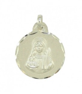Medalla Santa Lucia 15mm Plata de Ley 925 mls Ref : ME-25-493PO