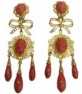 Pendientes Coral Oro Ley 18 kts Ref : PE-020102-172