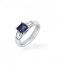 Sortija Diamante 0,32Qts Zafiro Azul Oro Ley 18 kts Ref: SO-1010354215