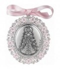 Medallon de Bebe V.Rocio Plateado Esmalte Rosa Ref : 09604-7R